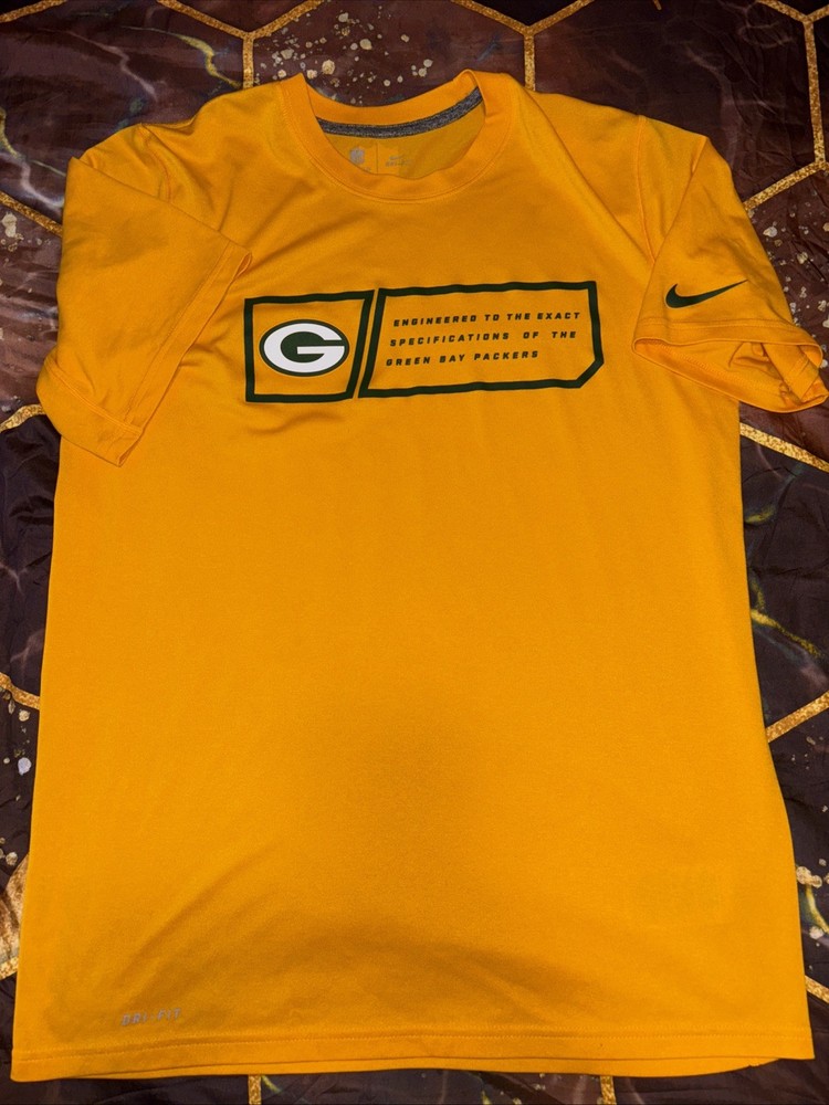 Nike Dri Fit On Field Green Bay Packers Gold Shirt NFL Men’s Size M