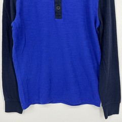 Banana Republic Mens Henley Shirt Colorblock Blue Navy Long Sleeve Cotton Size M