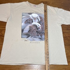 Vintage Alaska Bald Eagle T-Shirt Nature Tribal Art Graphic Biker Y2K XL