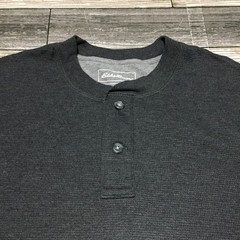 Eddie Bauer Waffle Knit Thermal Henley Shirt Men’s XL Dark Gray Casual A6