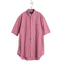 Ralph Lauren Mens Check Short Sleeve Button-Down Shirt L Old Polo Oxford Japan