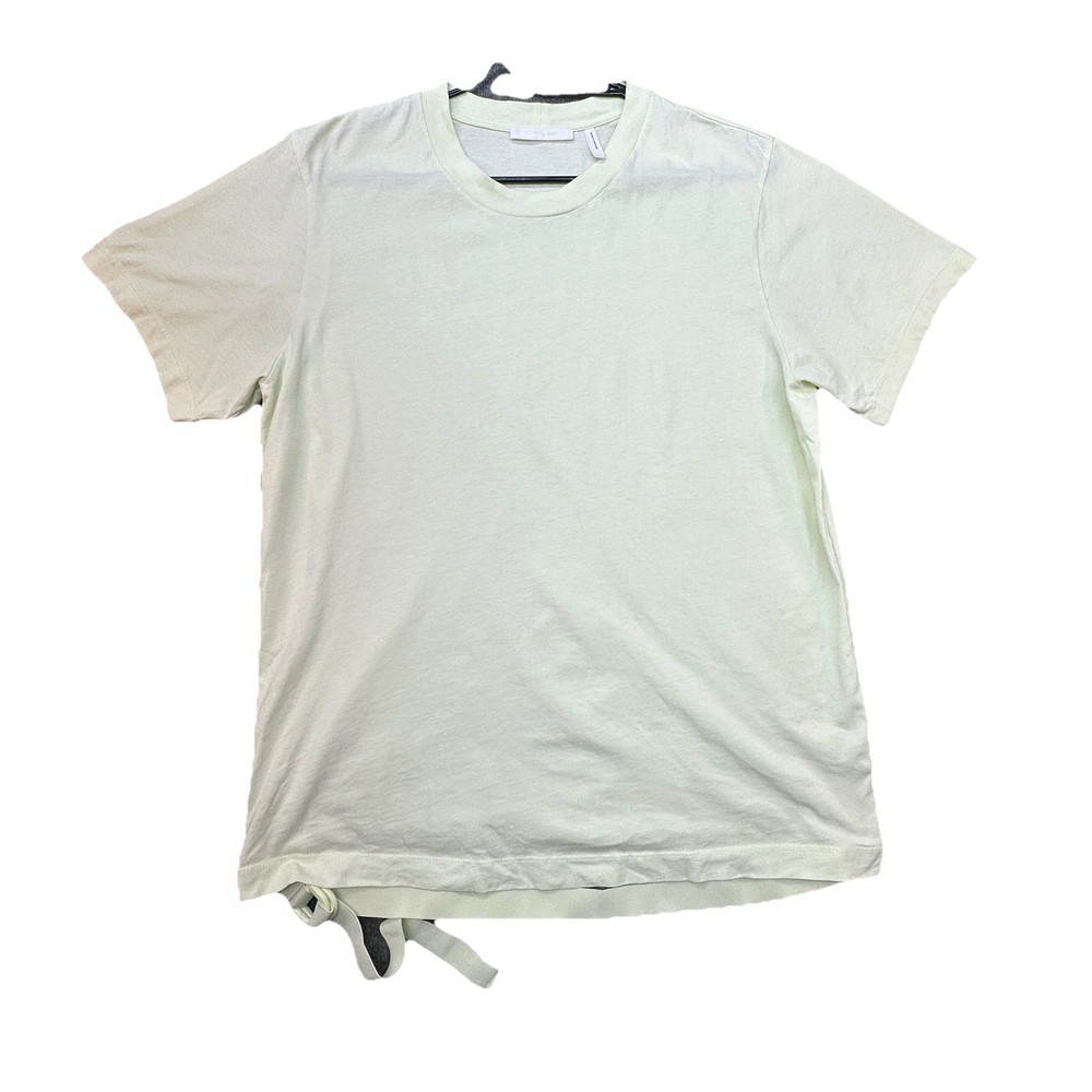 Helmut Lang Mint Green Logo T Shirt Mens L Drawstring Hem Made in Portugal
