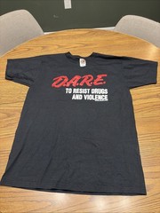 VTG DARE Shirt Large Black 90s Resist Drugs And Violence Fruit Of Look Tag