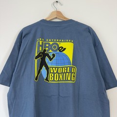 Vintage 90’s HBO Sports World Boxing Tyson NWOT Blue Green Tee Shirt XL