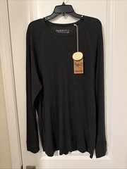 Faherty Men’s Long Sleeve Cloud Waffle Crew, Charcoal Heather, XXL