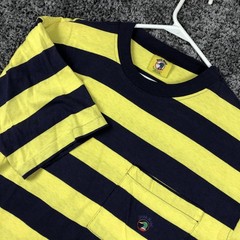 Vintage Duck Head Shirt Mens Large Yellow Navy Striped Pocket Logo USA