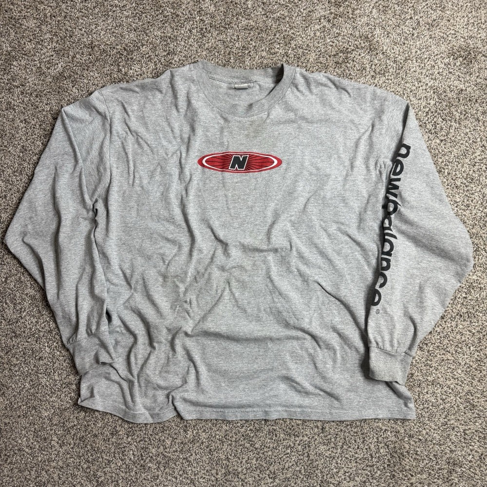 Vintage 90s New Balance Center Logo Gray XX-Large Long-Sleeve T-Shirt Skater