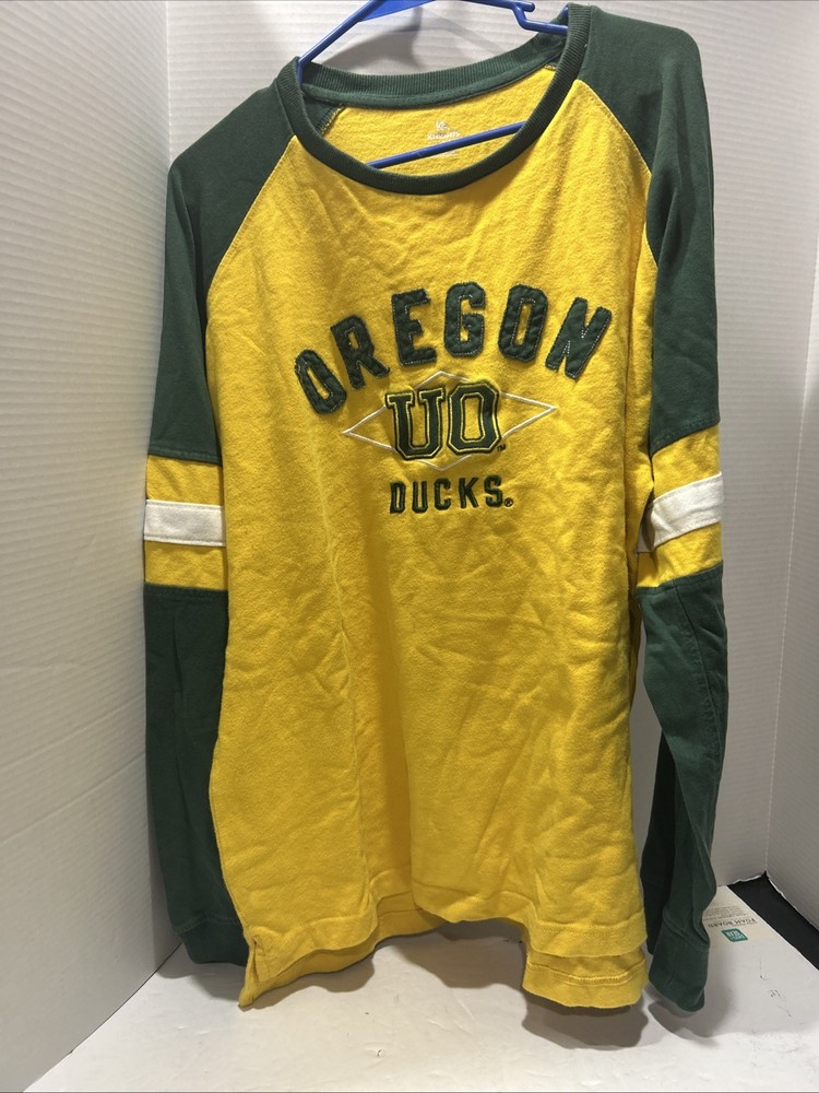 Oregon Ducks Knights Apparel Long Sleeve T Shirt Yellow Green XL/XG Q10