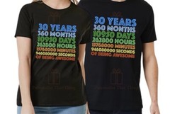 Years of being awesome custom age years months days hours seconds birthday tshir