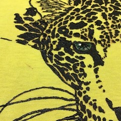 Vintage 1990s Leopard￼ Graphic T Shirt Looks Hand Painted Screen Stars Lg Yellow