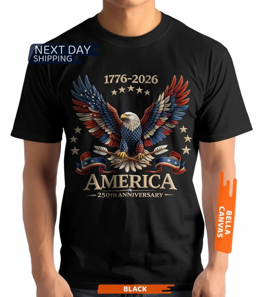 1776-2026 America 250 Years Patriotic Bald Eagle Independence Day T-Shirt