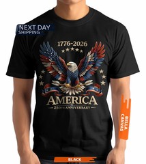 1776-2026 America 250 Years Patriotic Bald Eagle Independence Day T-Shirt
