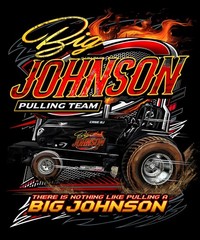 Big Johnson Pulling Team Shirt Tractor Pulling Diesel Racing Graphic Tee