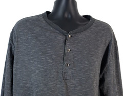 FOUNDRY Mens T Shirt SIZE 2XLT Gray Striped Long Sleeve Relaxed Fit Cotton