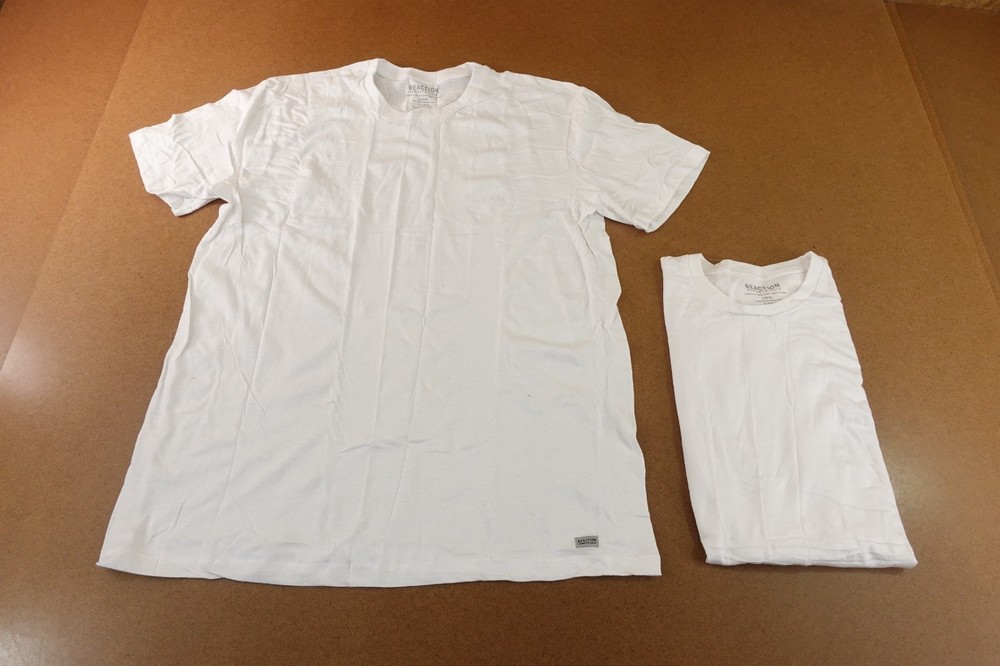 Reaction Kenneth Cole Mens Large Classic Fit White Short Sleeve Crew Neck Tees