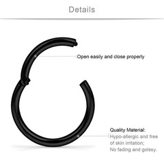 10PCS 14G Stainless Steel Hinged Clicker Segment Septum Nose Lip Ring Hoop Ca…