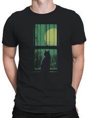 Cat Silhouette with Full Moon Men’s T-shirt