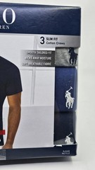 Polo Ralph Lauren Mens Navy Royal Gray Slim Fit Crew-Neck 3 Pack Shirt Cotton