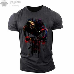 Men’s T Shirt 3d Print Military Patriotic Skull O-neck T Shirt Oversized T-shirt