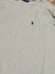Polo Ralph Lauren Thermal Shirt Men’s L Gray Waffle Knit Long Sleeve Crew neck