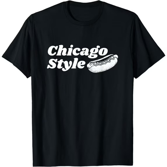Chicago Hot Dog Hotdog Frankfurter Wiener Black T-shirt