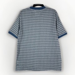 IKE BEHAR Casual Tee T-Shirt Mens L Blue White Geometric Textured Short Sleeve