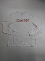 mens champion 100% authentic crewneck L/S t-shirt size large soild logo white