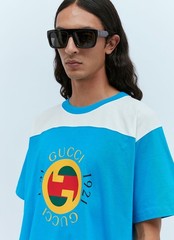 Gucci T-Shirt Men’s Oversized Blue 1921 Logo Print Cotton Jersey NWT, Size L