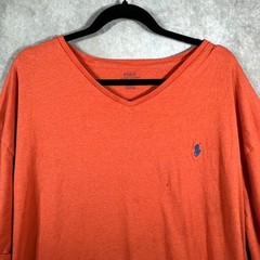 Polo Ralph Lauren Shirt Mens Size 2XB Orange Short Sleeve V-Neck Casual Cotton