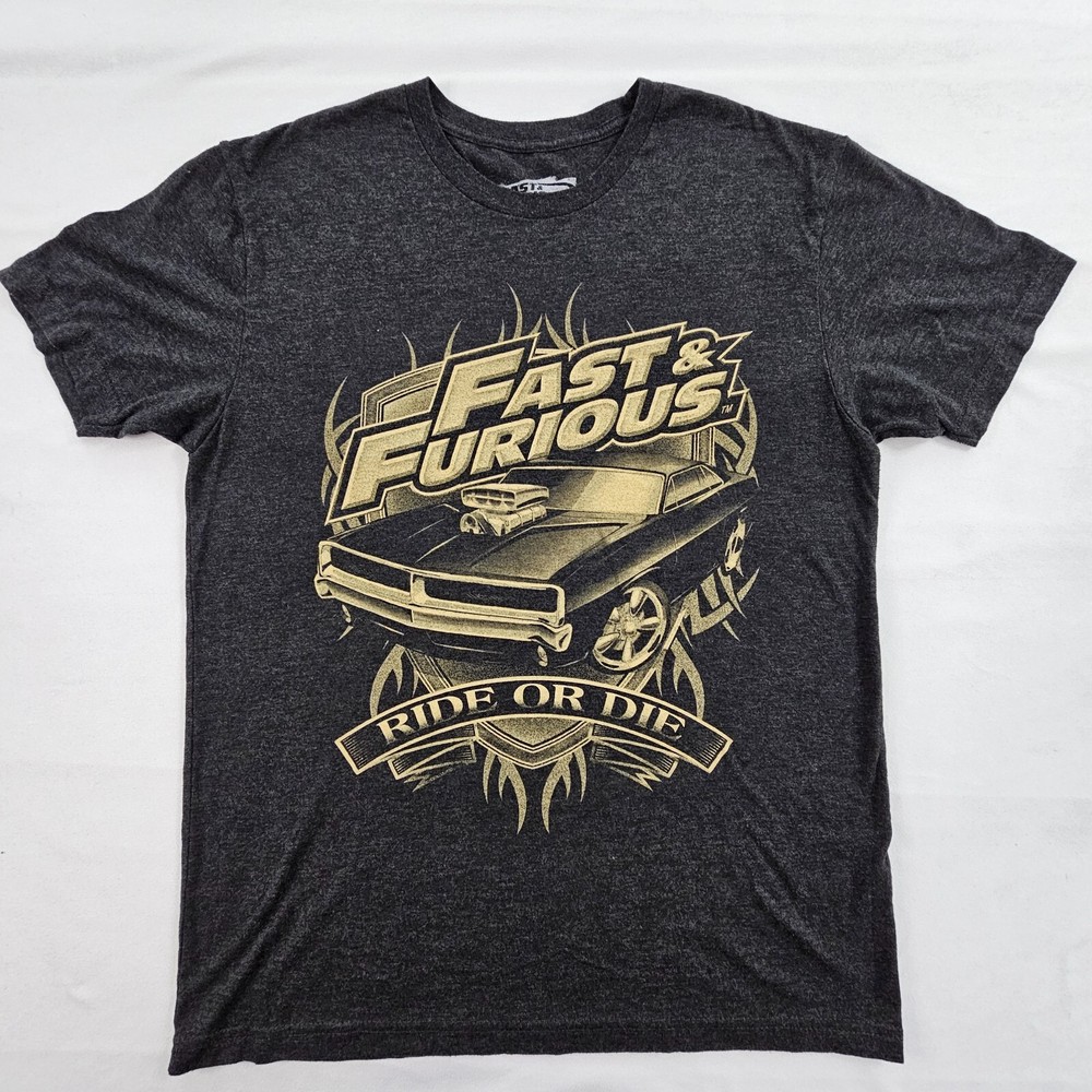 Fast & Furious Ride or Die Gray Short Sleeve Cotton Blend T-Shirt Men’s M