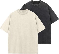 Men’s Oversized Vintage Acid Wash T-Shirt 100% Cotton Loose Fit Streetwear Tee