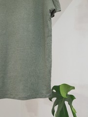Wool & Co Men’s Khaki Green Linen Solid Tee Shirt Size L Made in Italy