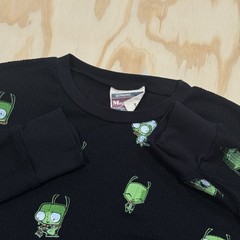 Vintage Invader Zim Thermal Shirt Mighty Fine Medium 2006 Hot Topic Y2K Cartoon