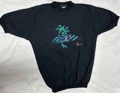 Vintage Shirt Elastic Waist Band And Sleeves Maui Hawaii Black Small Embroidered