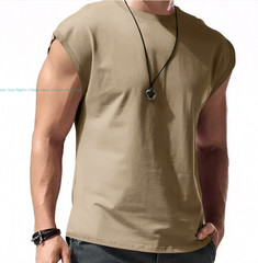 Mens Sleeveless T-Shirts Workout Tank Tops Cut Off Shirts Gym Summer Casual Tee