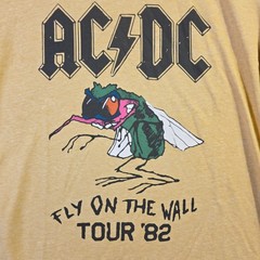 Lucky Brand ACDC Shirt Mens Medium Yellow Metal Fly On The Wall Music Rock NWT