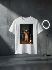 Unisex Dachshund Drinking Champagne Funny Fathers Day Graphic T Shirt Gift
