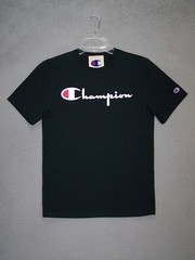 Champion Shirt Adult Small Black Graphic Logo Short Sleeve Sports Outdoor Mens