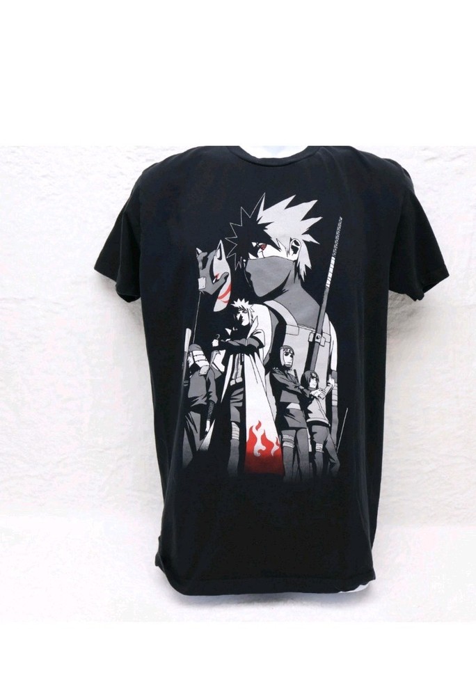 Naruto Shippuden Kakashi Graphic T-Shirt Men’s Large Black Anime Manga Tee