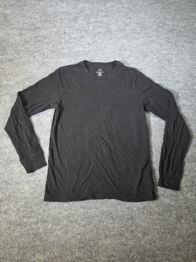 George Long Sleeve Tee T Shirt Mens Sz S (34-36) Black 100% Cotton Crew Neck