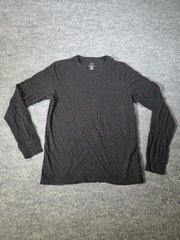 George Long Sleeve Tee T Shirt Mens Sz S (34-36) Black 100% Cotton Crew Neck