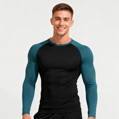 2 Packs Athletic Long Sleeve Compression Shirts Dry Fit Sports Gym Shirt for Men