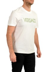 Versace Men’s White & Mint Logo Print Short Sleeve T-Shirt US 2XL IT 56