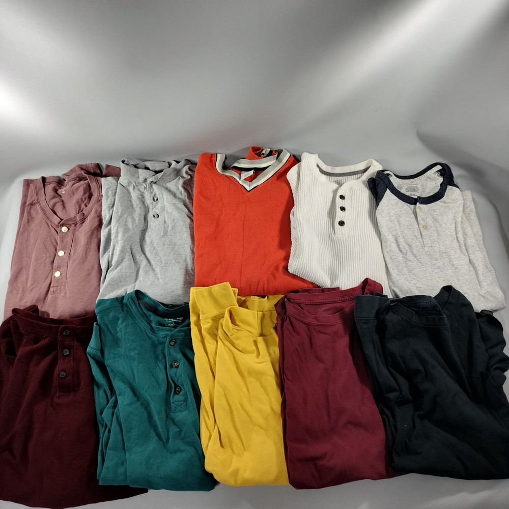 Lot of 10 Pull Over Long Sleeve T-shirts Mens Size M/L/XL/2XL