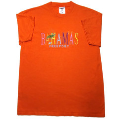 VTG Y2K Freeport Bahamas T-Shirt Lrg Orange Embroidered Sea Life USA Made Cotton