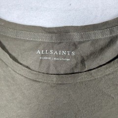 AllSaints Pavant Crew T-Shirt XL Olive Green Space Dye Paneled Slub MD014G