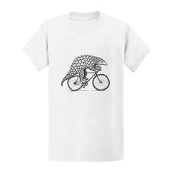 Pangolin on Bicycle T-Shirt – Hand Screen Printed Cute Animal Bike Gift Tee