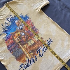 Salt Life T Shirt Mens Medium Yellow Bleach Acid Wash Fishing Sailor’s Delight