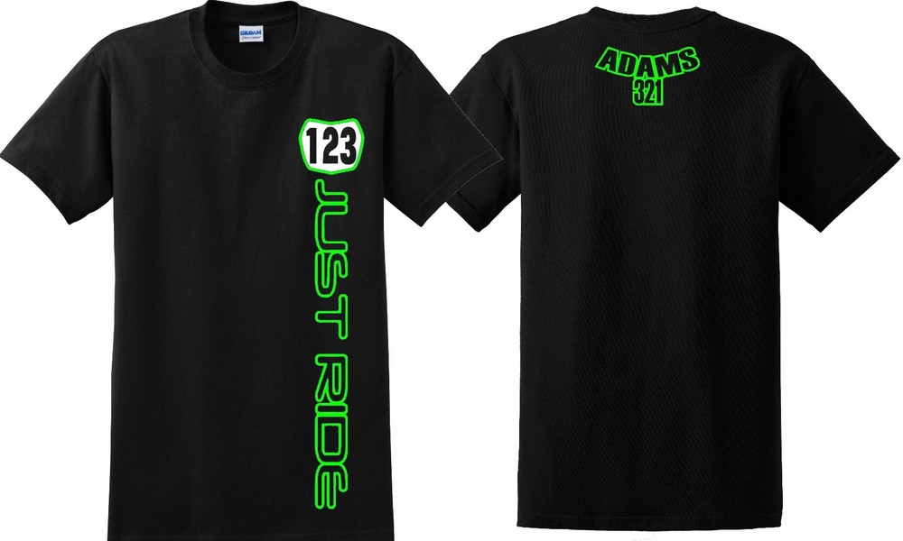 JUST RIDE CUSTOM NUMBER PLATE T SHIRT MX MOTOCROSS YZ CRF KX KTM RACE BIKE