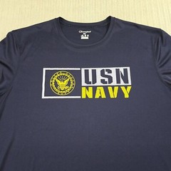 Champion US Navy Shirt Men 2XL XXL Blue Short Sleeve Graphic Performance Stretch